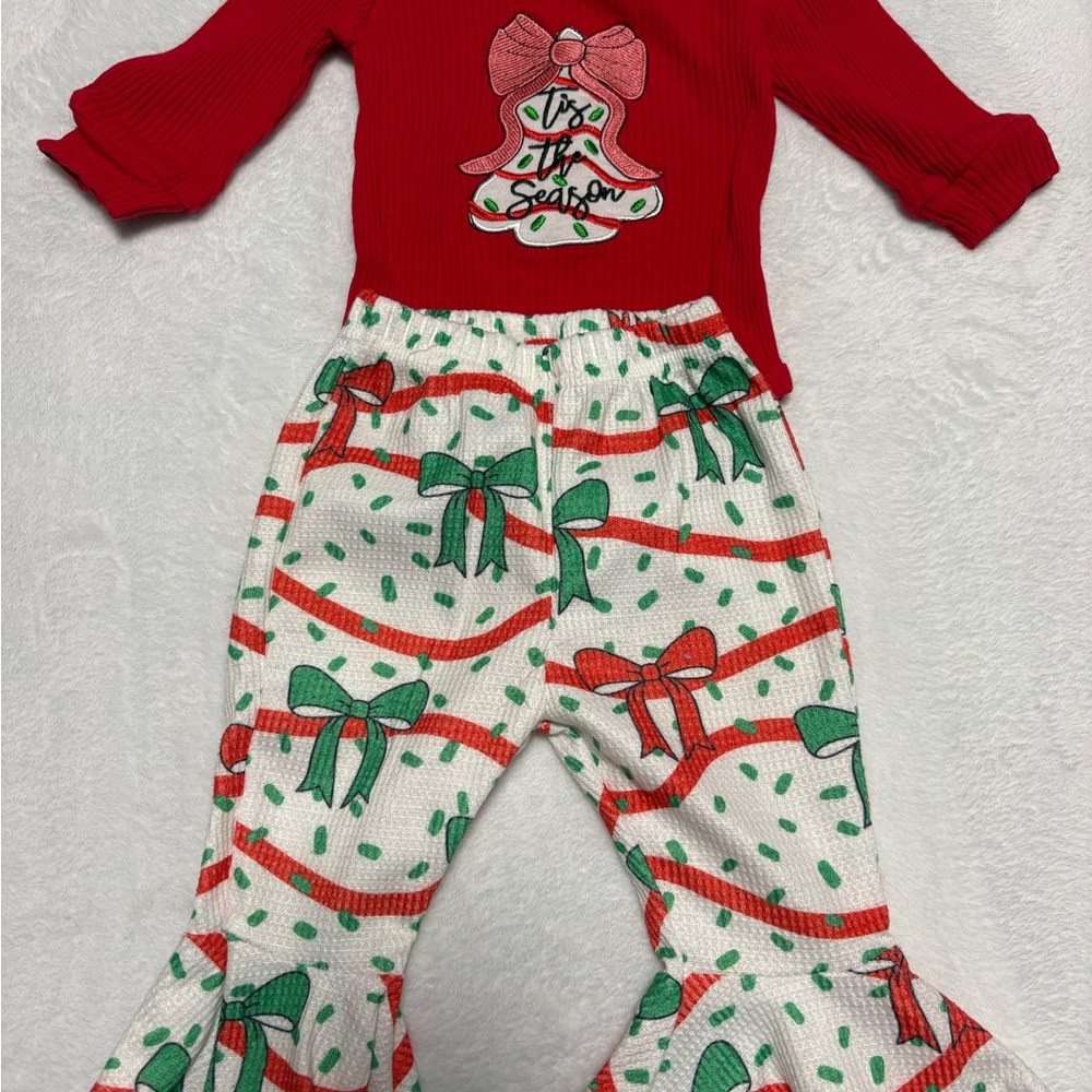 Christmas Outfit 0-3M Tree Cakes Tis the Season Baby Set EUC